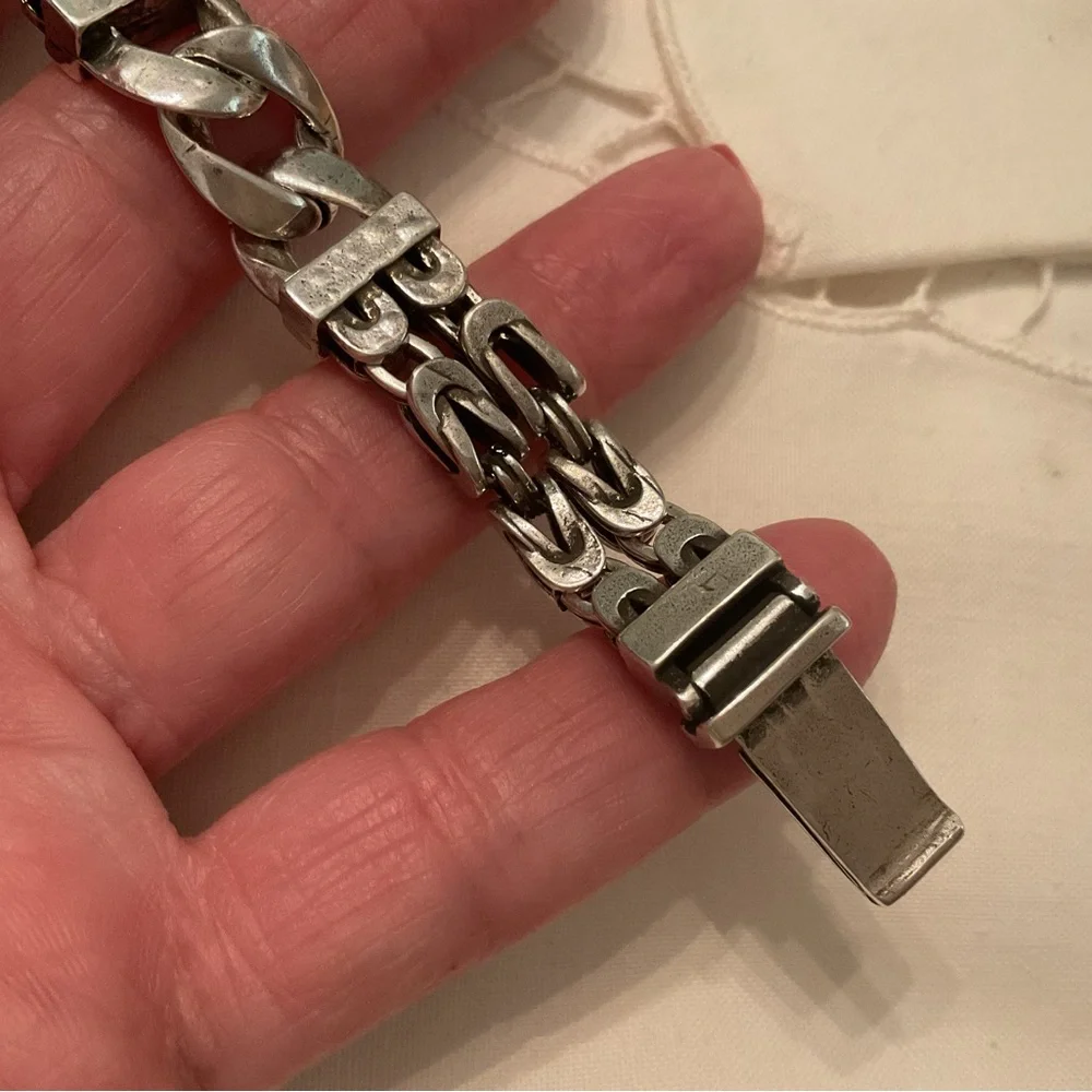 925 CHUNKY STERLING SILVER BYZANTINE DOUBLE LINK 8” BRACELET NEW, WITHOUT TAGS